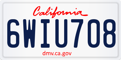 CA license plate 6WIU708