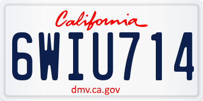 CA license plate 6WIU714