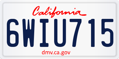 CA license plate 6WIU715
