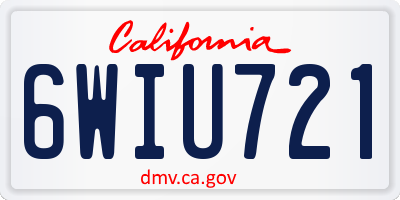 CA license plate 6WIU721