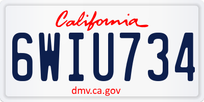 CA license plate 6WIU734