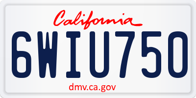 CA license plate 6WIU750