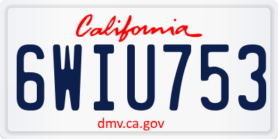CA license plate 6WIU753