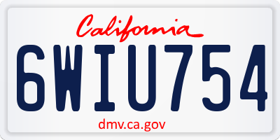 CA license plate 6WIU754