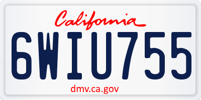 CA license plate 6WIU755