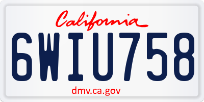 CA license plate 6WIU758