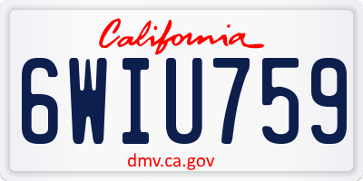 CA license plate 6WIU759