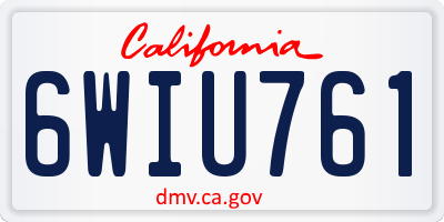 CA license plate 6WIU761