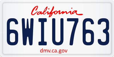 CA license plate 6WIU763