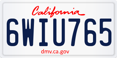 CA license plate 6WIU765