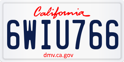 CA license plate 6WIU766
