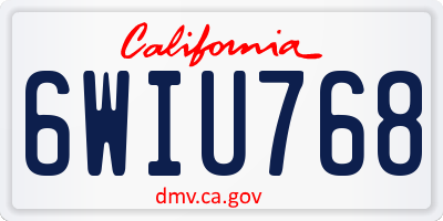 CA license plate 6WIU768