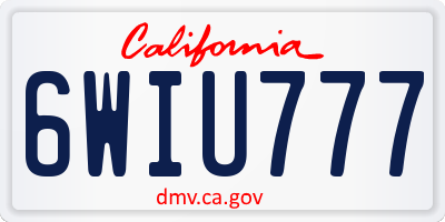 CA license plate 6WIU777