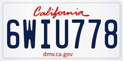 CA license plate 6WIU778