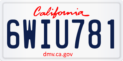 CA license plate 6WIU781