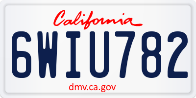 CA license plate 6WIU782