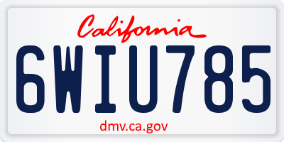 CA license plate 6WIU785
