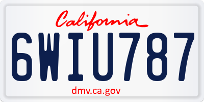 CA license plate 6WIU787