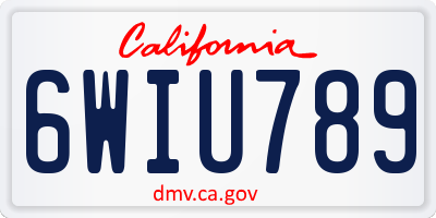 CA license plate 6WIU789