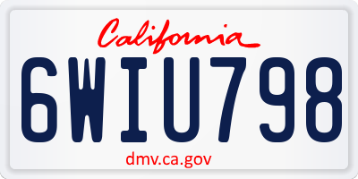 CA license plate 6WIU798