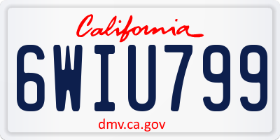 CA license plate 6WIU799