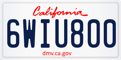 CA license plate 6WIU800