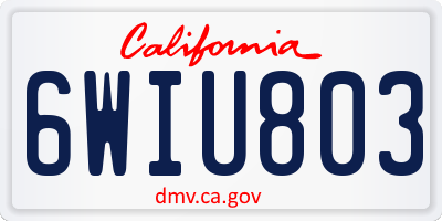 CA license plate 6WIU803