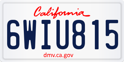 CA license plate 6WIU815