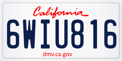CA license plate 6WIU816