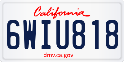 CA license plate 6WIU818