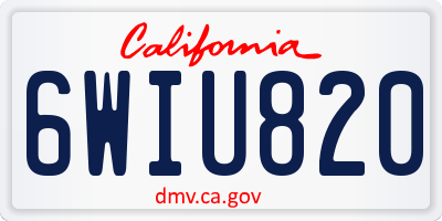 CA license plate 6WIU820