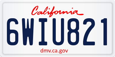 CA license plate 6WIU821