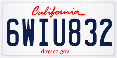 CA license plate 6WIU832