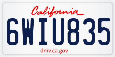 CA license plate 6WIU835