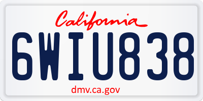 CA license plate 6WIU838