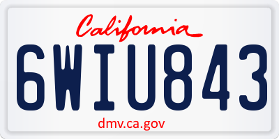 CA license plate 6WIU843