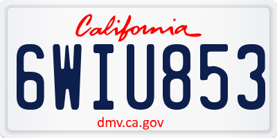 CA license plate 6WIU853
