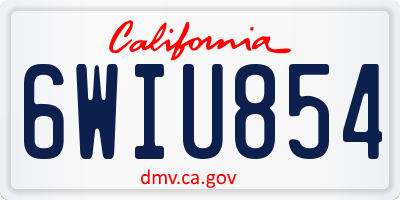 CA license plate 6WIU854