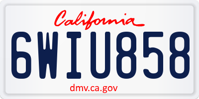 CA license plate 6WIU858
