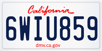 CA license plate 6WIU859