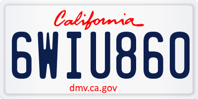 CA license plate 6WIU860