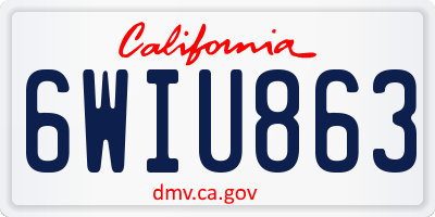 CA license plate 6WIU863