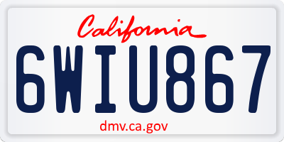 CA license plate 6WIU867