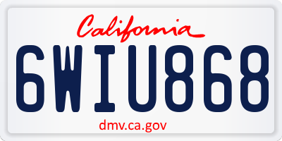 CA license plate 6WIU868