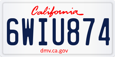 CA license plate 6WIU874