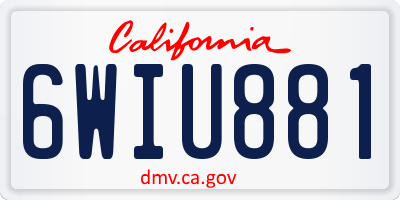 CA license plate 6WIU881