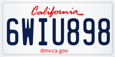 CA license plate 6WIU898