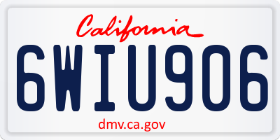 CA license plate 6WIU906