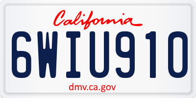 CA license plate 6WIU910