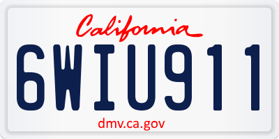 CA license plate 6WIU911